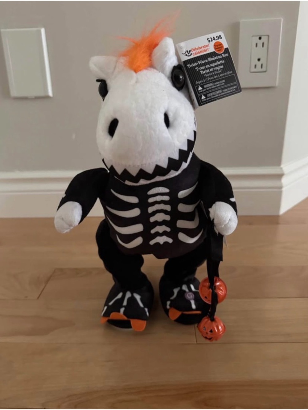 Halloween decoration - Twist-wave skeleton rex singing/dancing plush toy